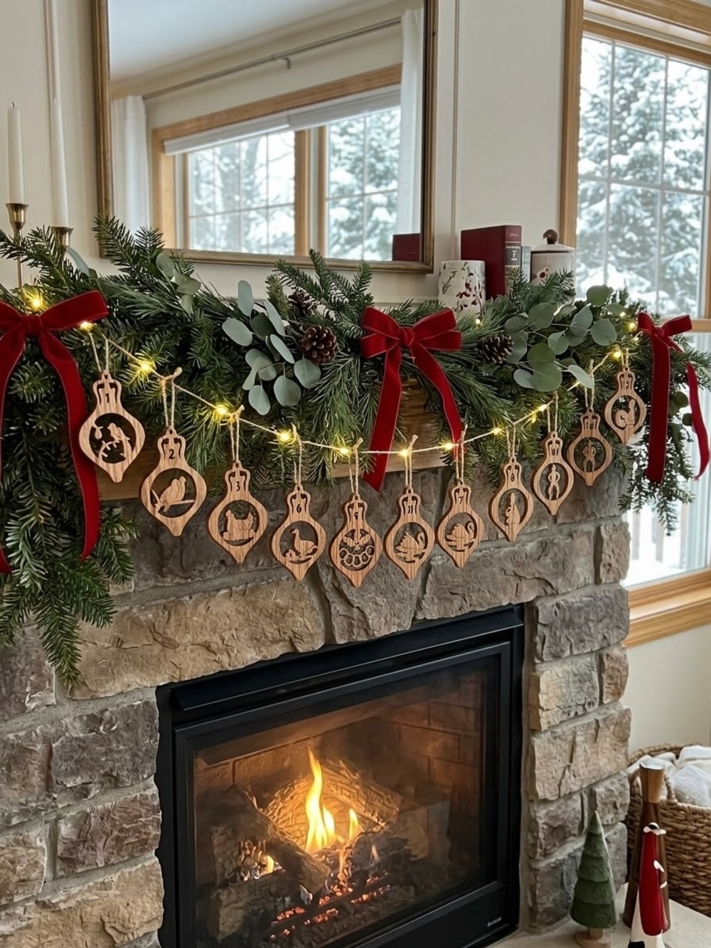 12 Scroll-saw Cut Wooden Bulb-style Christmas Ornaments The 12 Days of Christmas